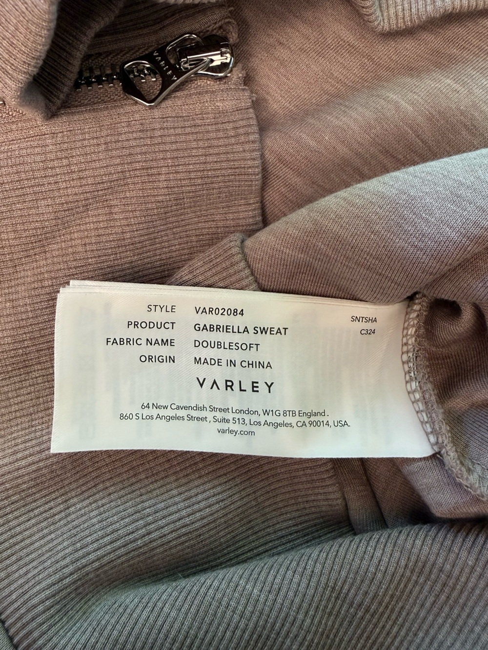 Varley Gabriella DoubleSoft Relaxed Side-Zip Crewneck Sweatshirt Taupe Marl Sm - Picture 12 of 12